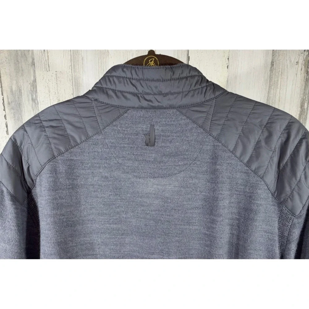 Johnnie O Hybrid 1/4 Zip Prep Performance Pullover Medium Gray Merino Blend READ